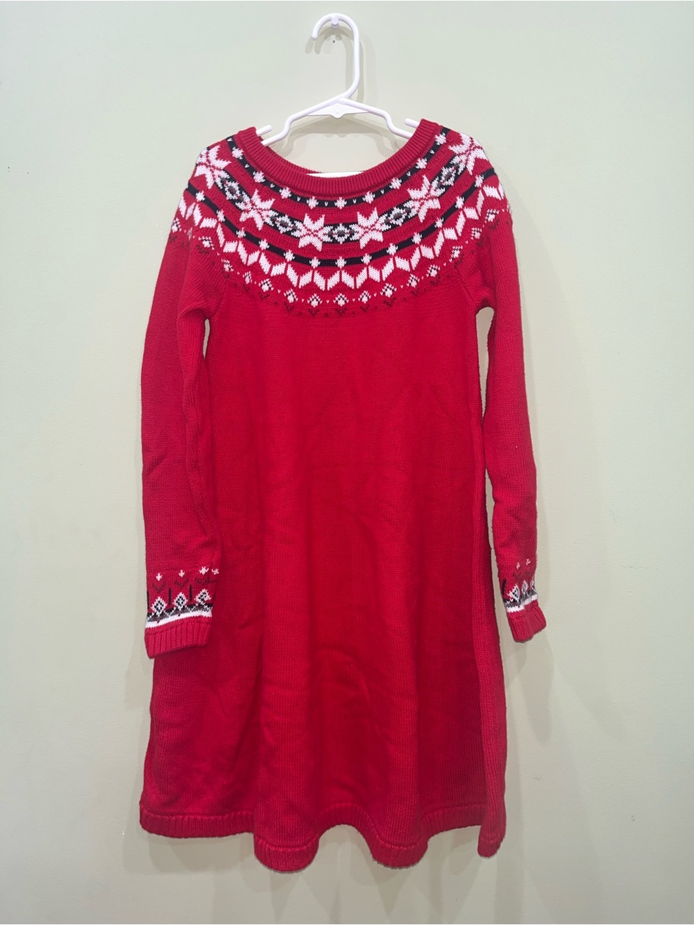 Hanna Andersson Red Fair Isle Sweater Dress Size 10 140